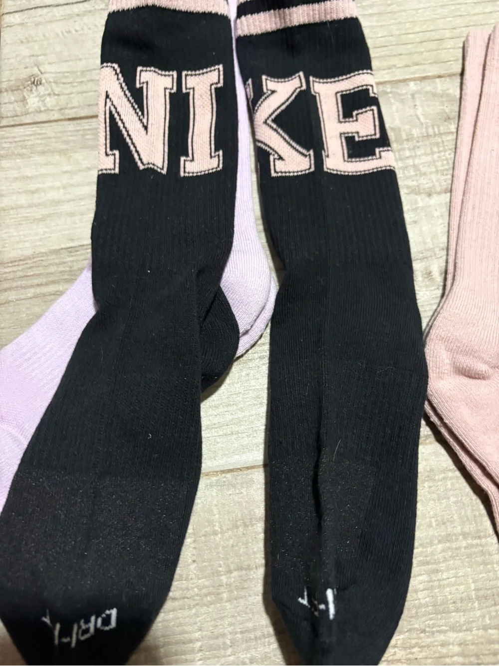 NWOT Nike 3-Pack Crew Socks - Light Pink, Black, Lavender
